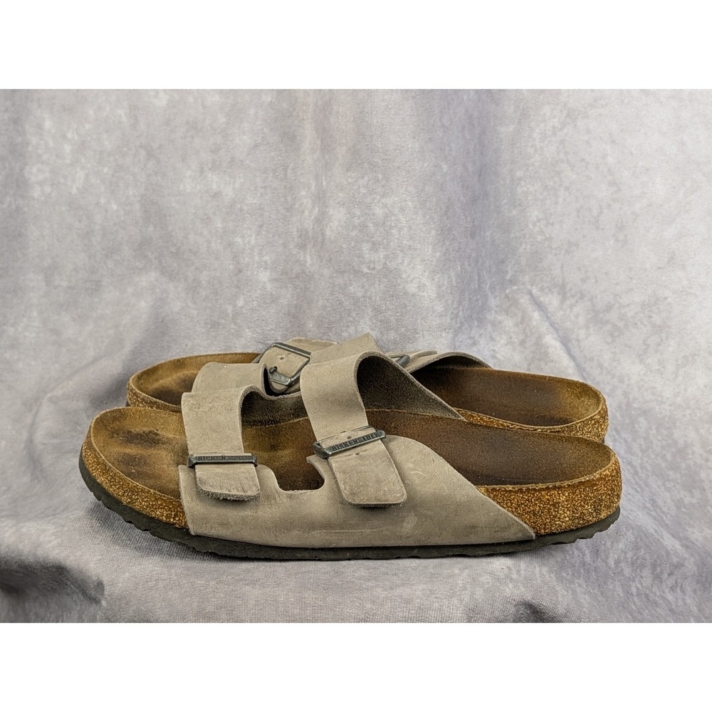 Birkenstock Arizona Taupe‎ Suede Two Strap Sandals Mens 44 Cork Footbed Slides